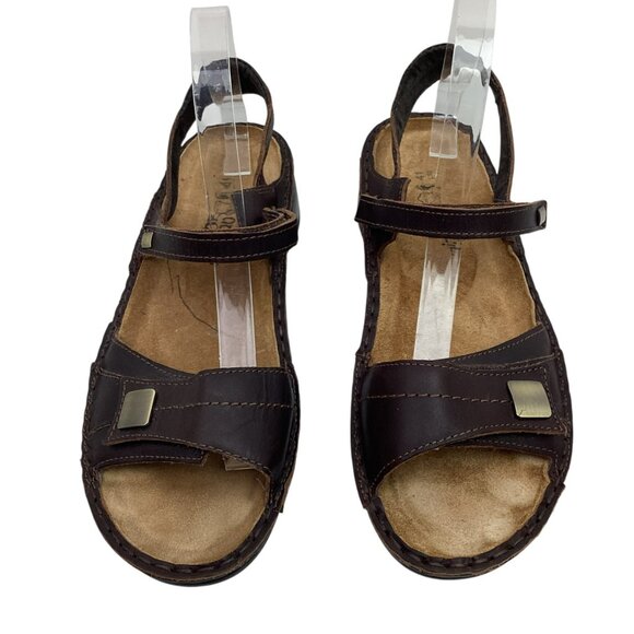 Naot Papaya Wedge Slingback Womens 10 Leather Sandals Brown - Picture 2 of 11